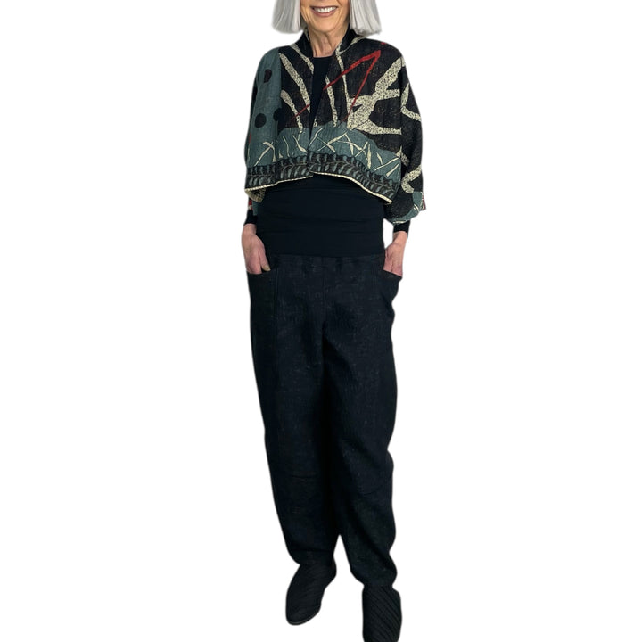 DOT PAISLEY PUFF SLEEVE SHRUG