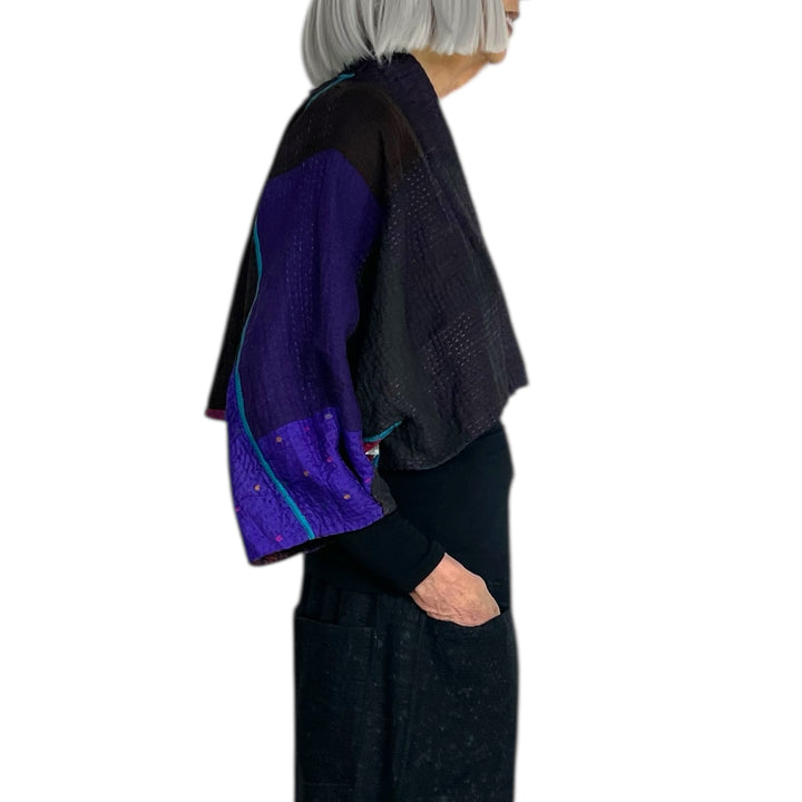 NIGHT FLOWERS PUFF SLEEVE SHRUG