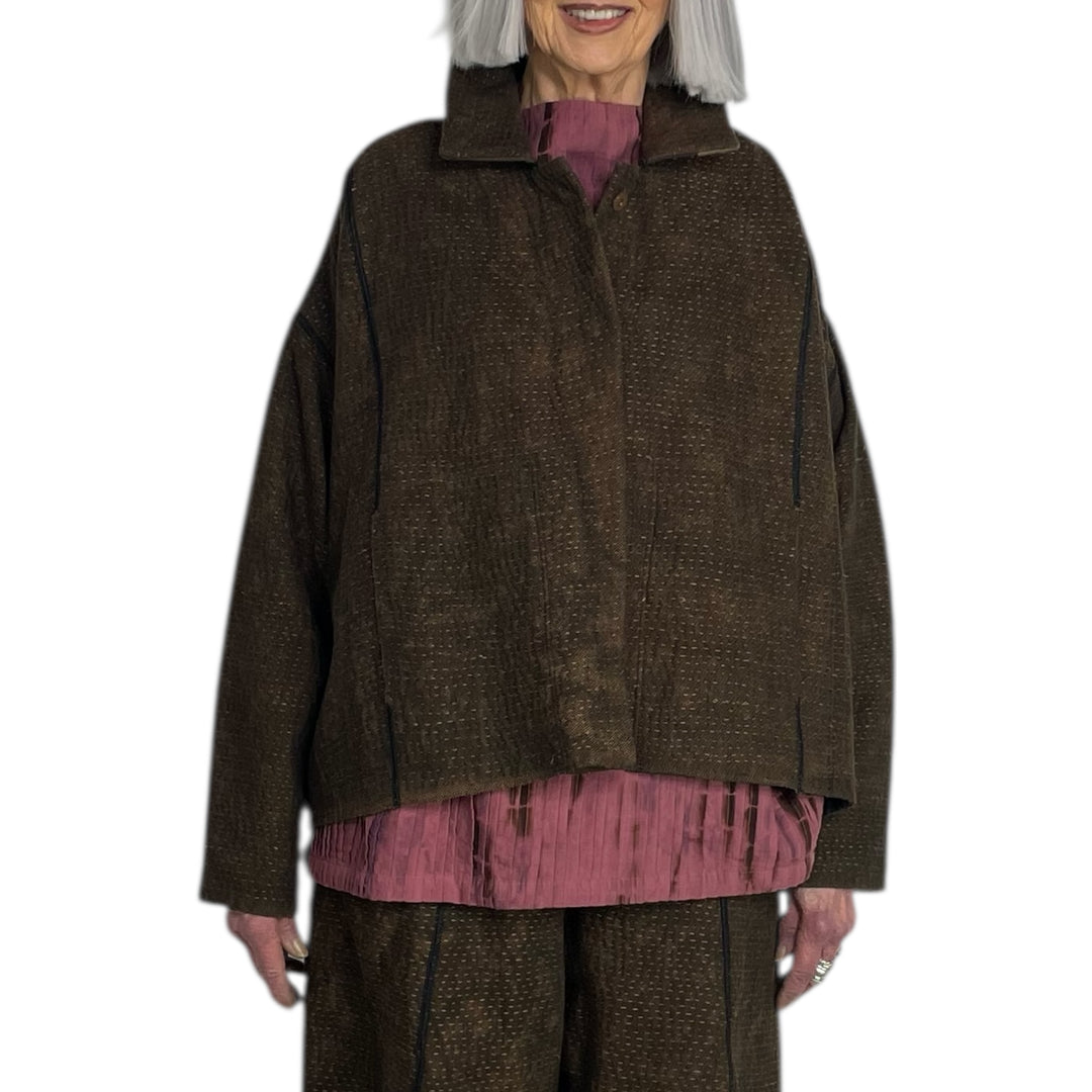 DENIM SUN-DYE CROPPED SHIRT JACKET