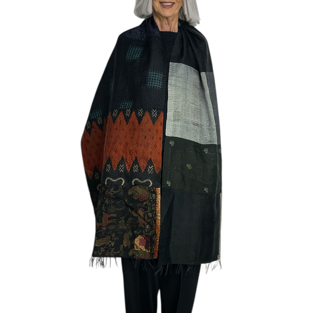 VINTAGE SILK PATCH SCARF STANDARD