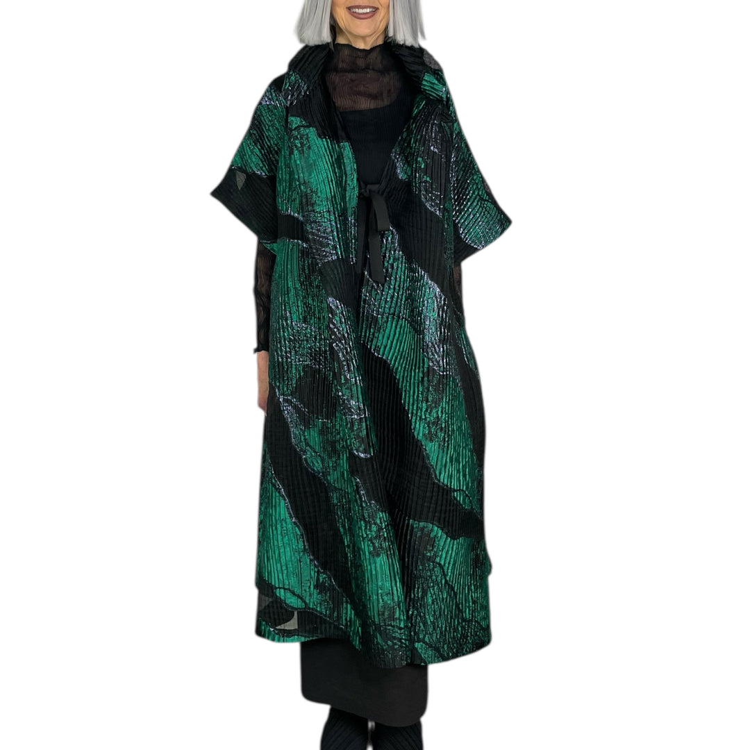BROCADE/SHEER KIMONO COAT