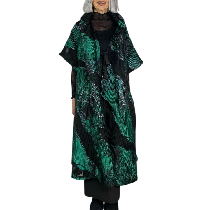BROCADE/SHEER KIMONO COAT