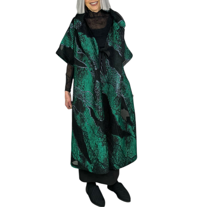 BROCADE/SHEER KIMONO COAT