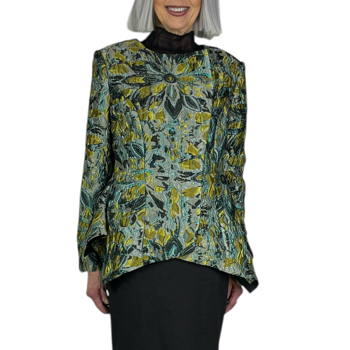 BROCADE ZIP FRONT SHAPED JACKET