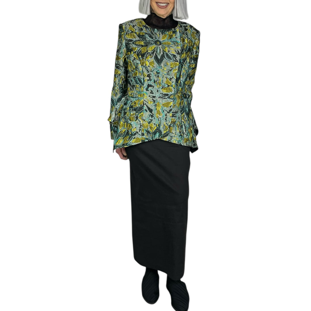 BROCADE ZIP FRONT SHAPED JACKET