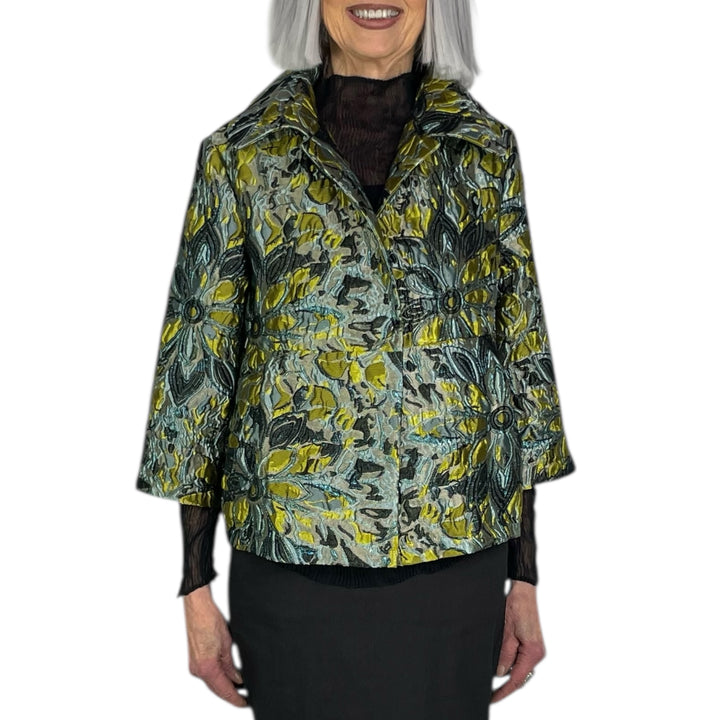 BROCADE SHAPED JACKET W/PEPLUM