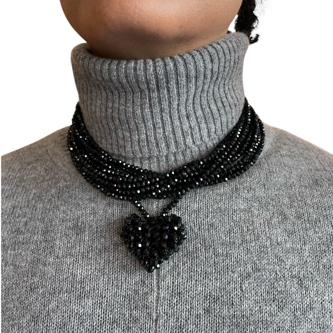 MEGA BEADED STRAND HEART CHOKER