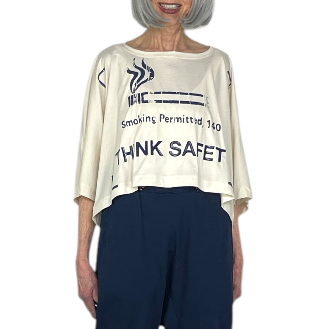 "THINK SAFETY" PRINT CROP TEE