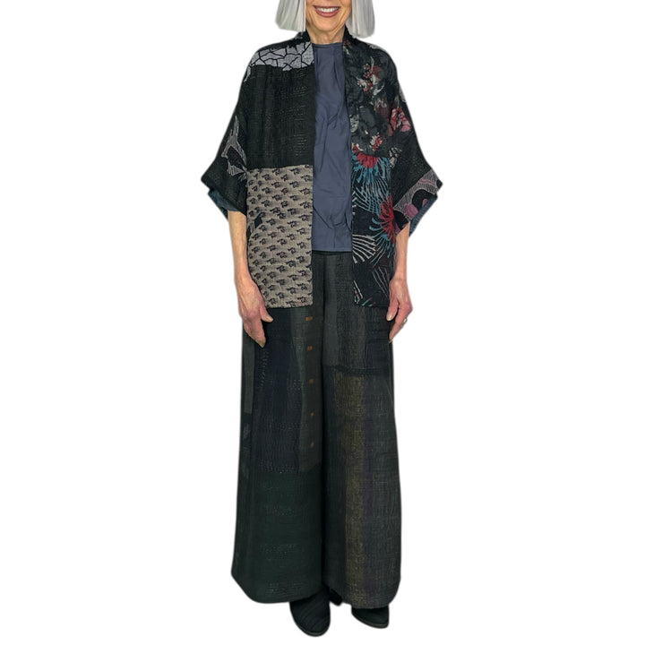 GEORGETTE JACQUARD/PATCH MINI PONCHO