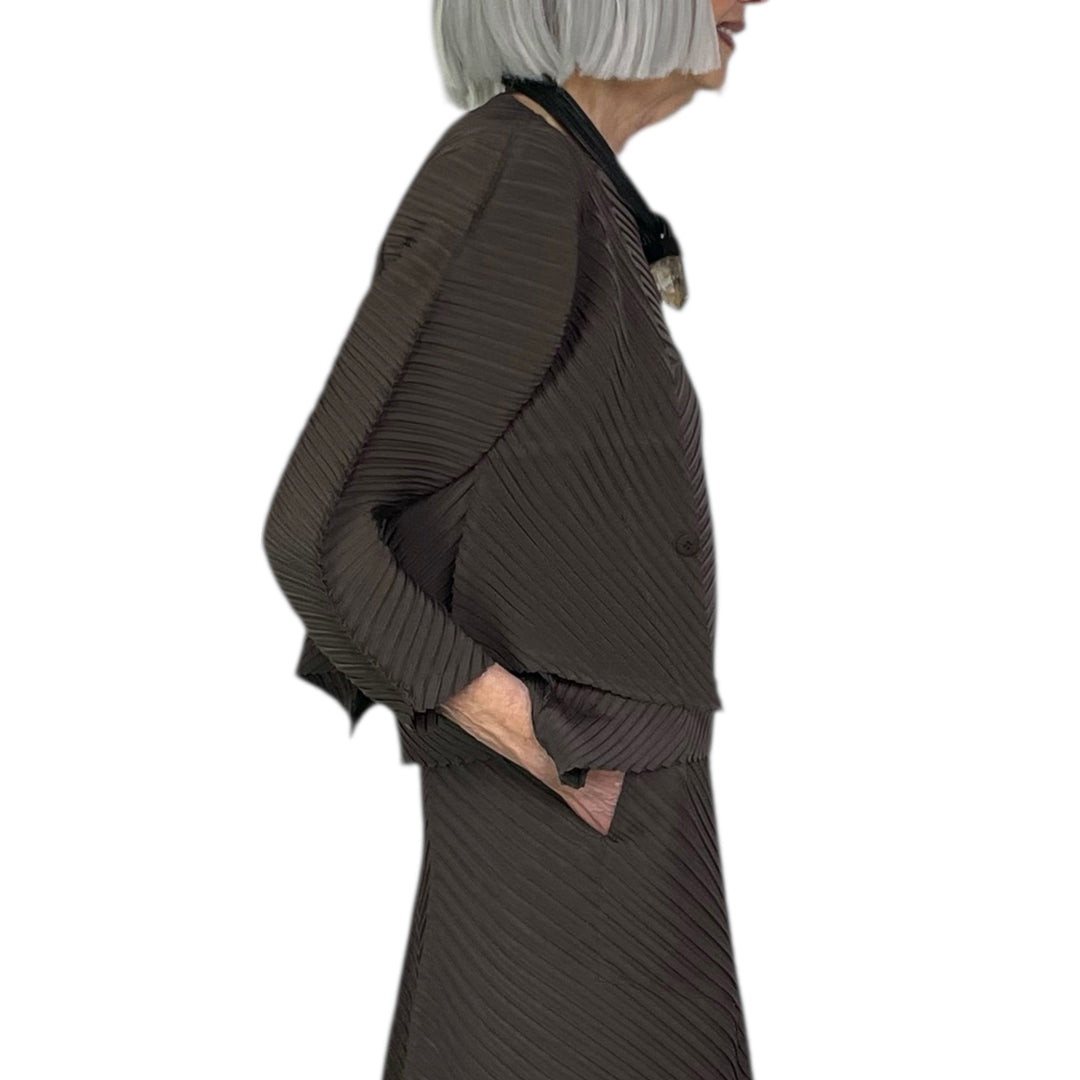 PLASTER PLEATS SOLID CARDIGAN