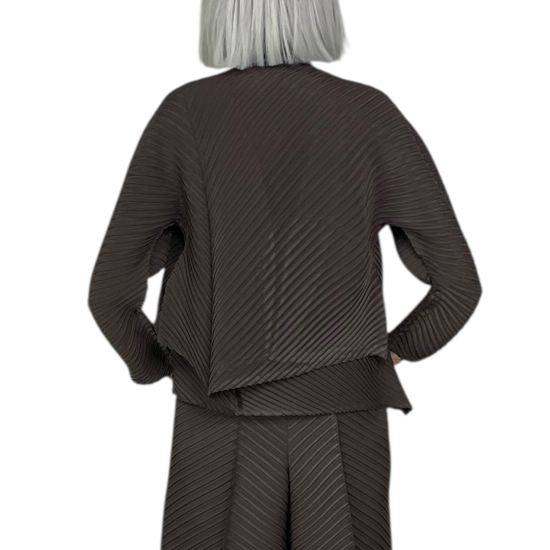 PLASTER PLEATS SOLID CARDIGAN