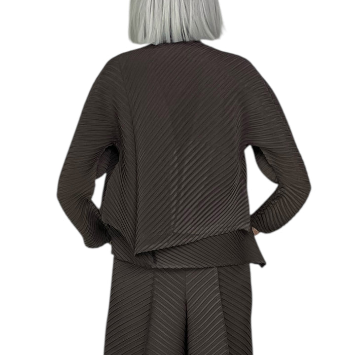 PLASTER PLEATS SOLID CARDIGAN