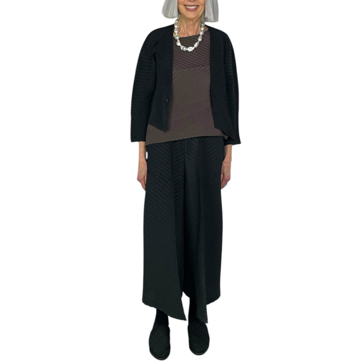 PLASTER PLEATS SOLID CARDIGAN