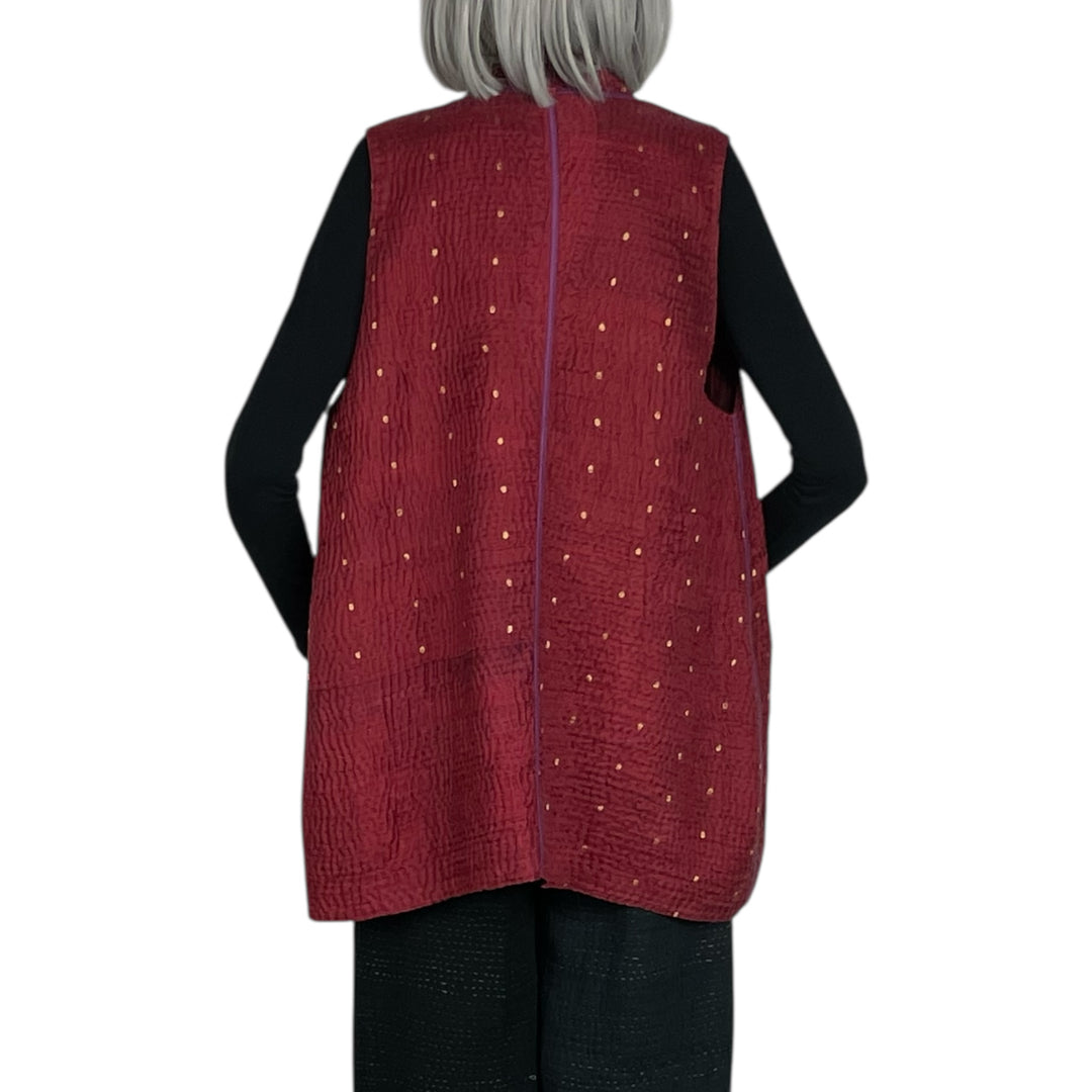 GEORGETTE JACQUARD PATCH KIMONO VEST SHORT