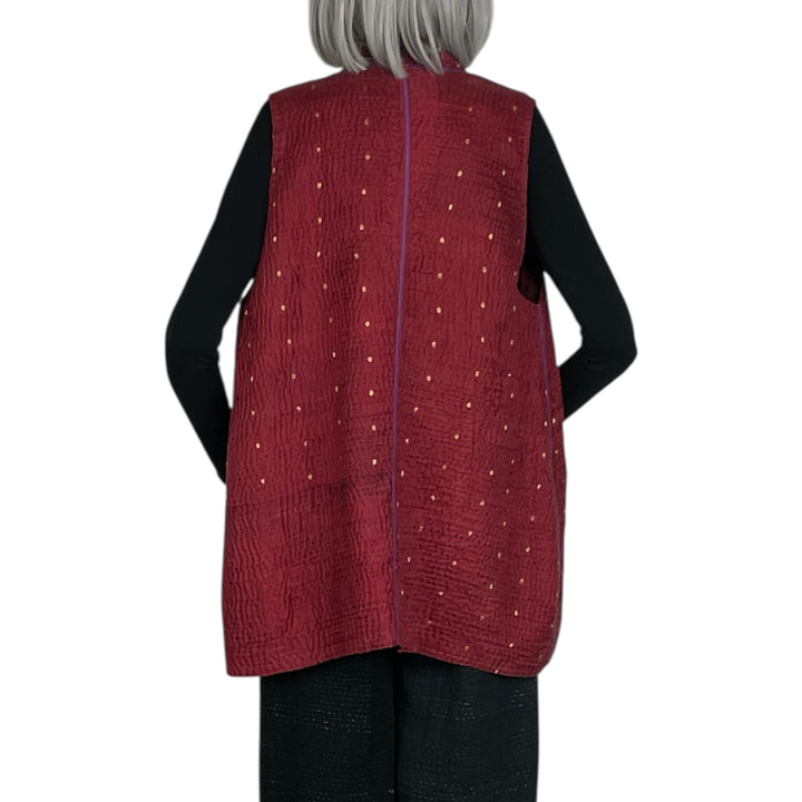 GEORGETTE JACQUARD PATCH KIMONO VEST SHORT