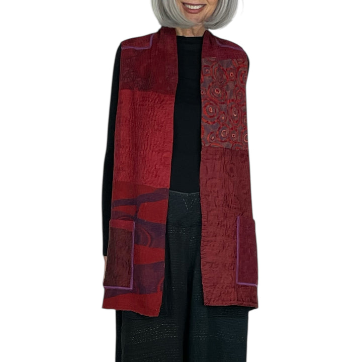 GEORGETTE JACQUARD PATCH KIMONO VEST SHORT
