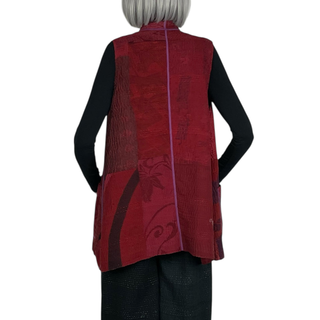 GEORGETTE JACQUARD PATCH KIMONO VEST SHORT
