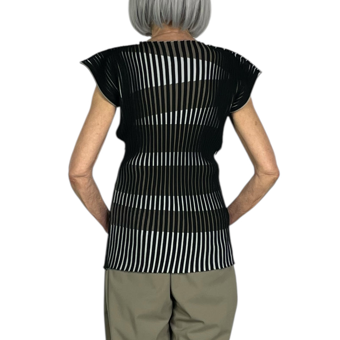 STRIPE PLATING KNIT TOP (REVERSIBLE)
