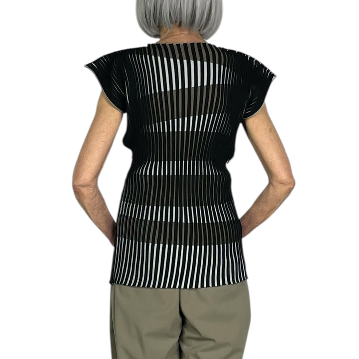 STRIPE PLATING KNIT TOP (REVERSIBLE)