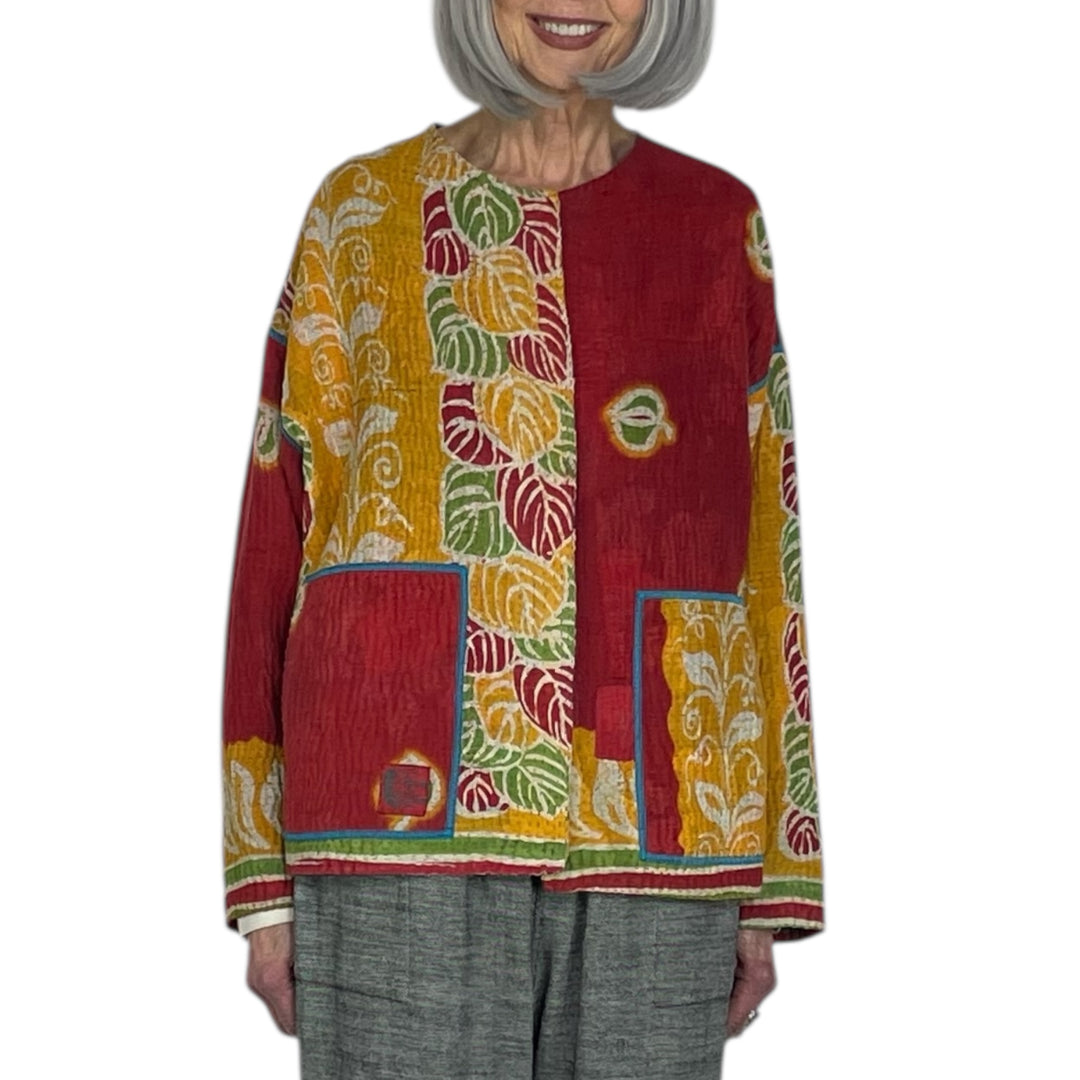 VINTAGE KANTHA CREW NECK SHORT JACKET