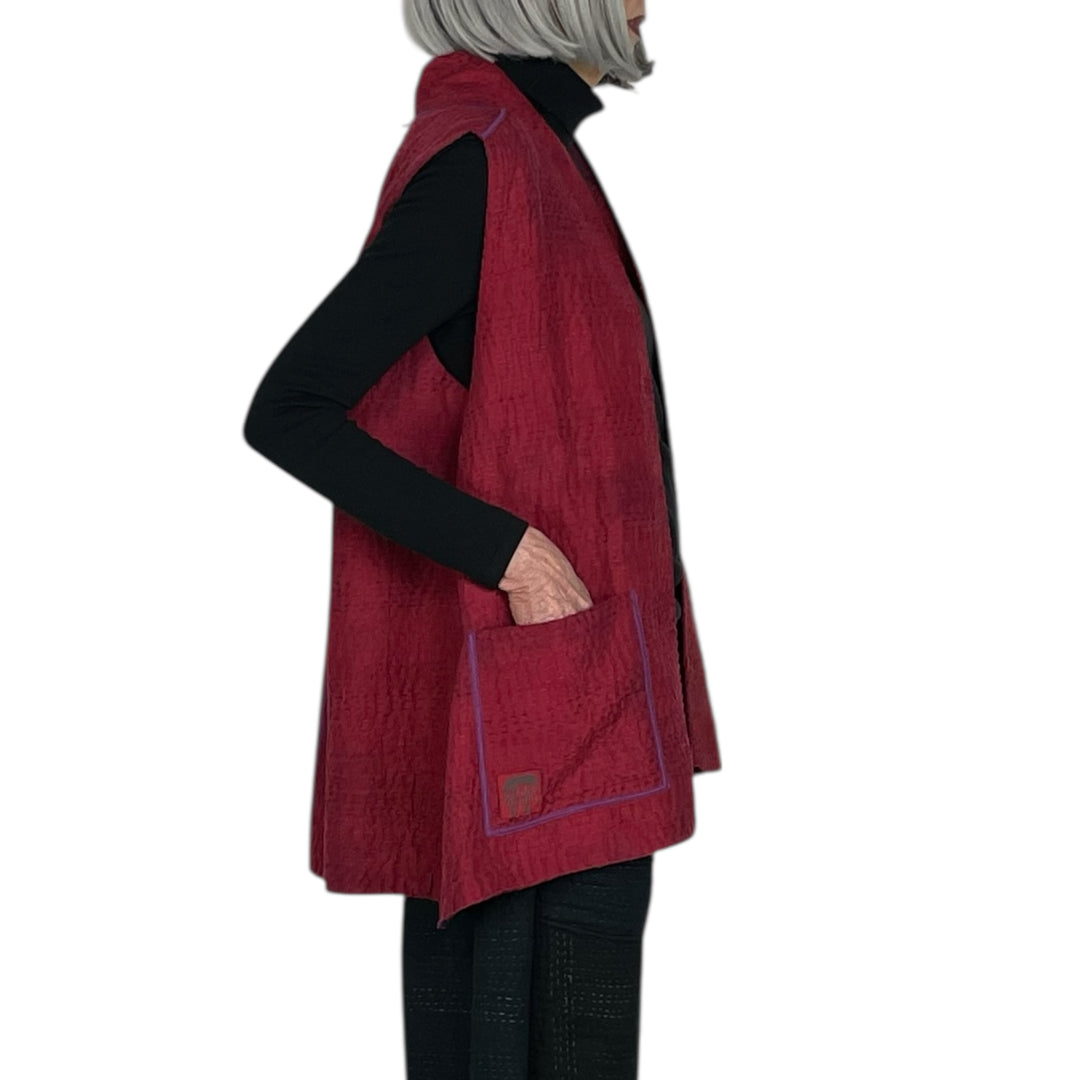 GEORGETTE JACQUARD PATCH KIMONO VEST SHORT
