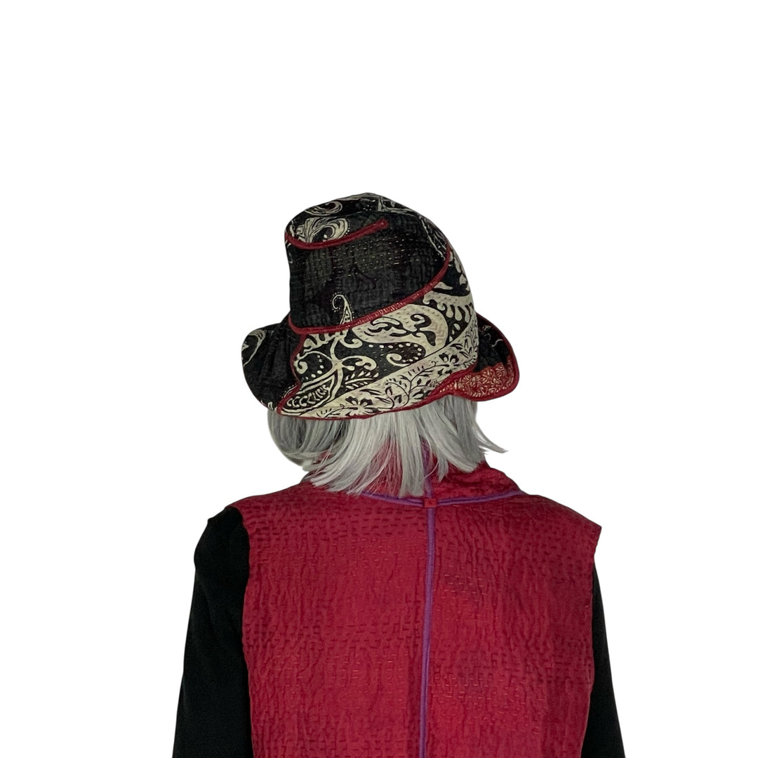 DOT & PAISLEY CIRCULAR BRIM HAT