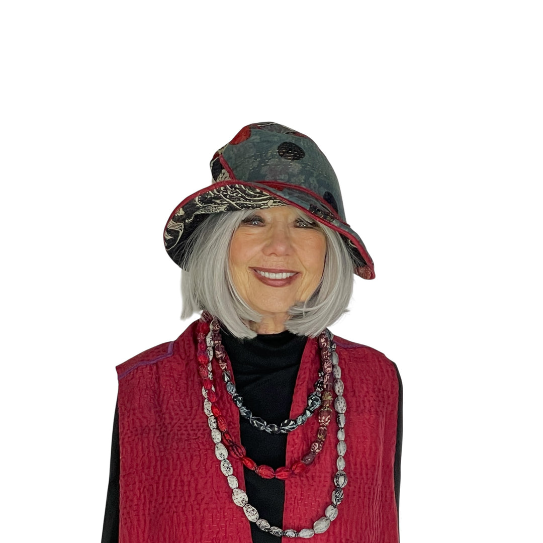 DOT & PAISLEY CIRCULAR BRIM HAT