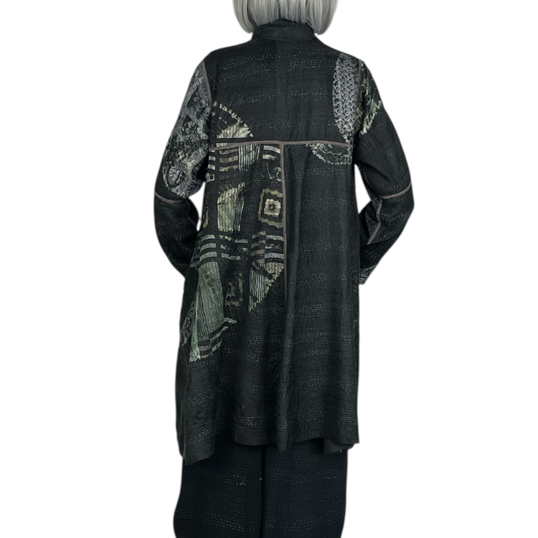 TIE DYE CIRCLE SHIBORI A-LINE DUSTER COAT