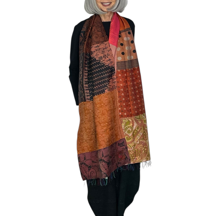 VINTAGE SILK PATCH KANTHA SCARF STANDARD