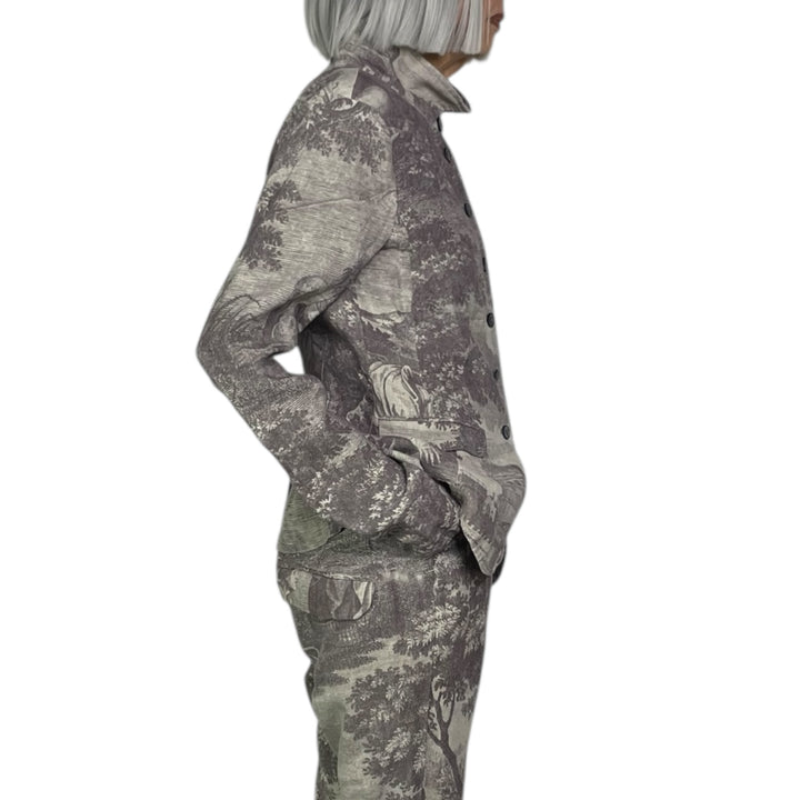 SCENIC PRINT LINEN JACKET