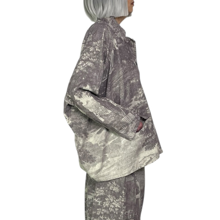SCENIC PRINT LINEN OVERSIZED JACKET