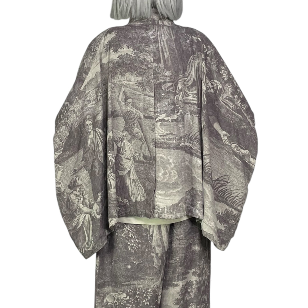 SCENIC PRINT LINEN OVERSIZED JACKET