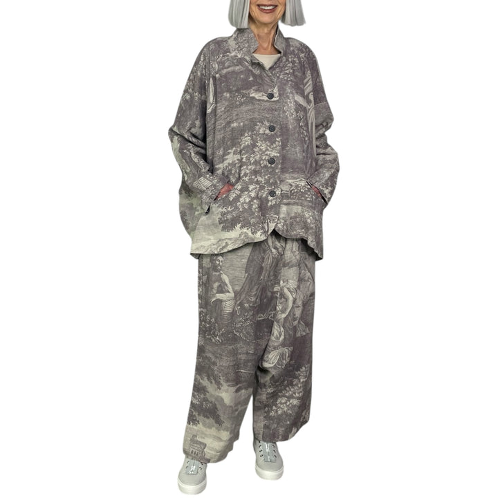 SCENIC PRINT LINEN OVERSIZED JACKET