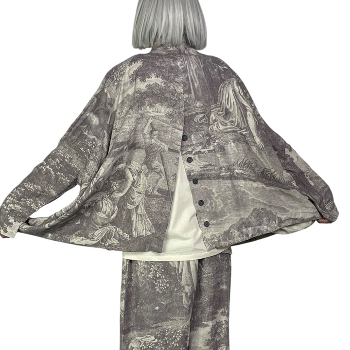 SCENIC PRINT LINEN OVERSIZED JACKET
