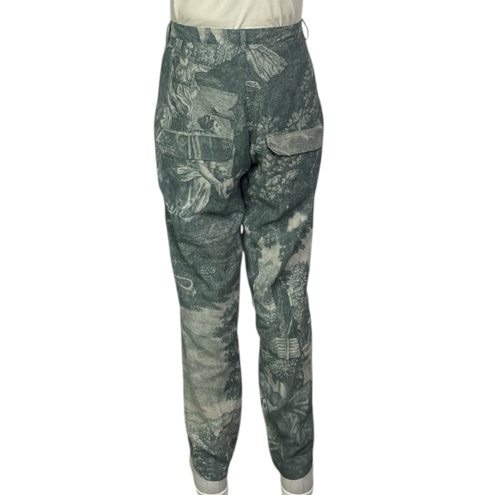SCENIC PRINT LINEN SLIM TROUSER