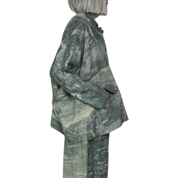 SCENIC PRINT LINEN OVERSIZED JACKET