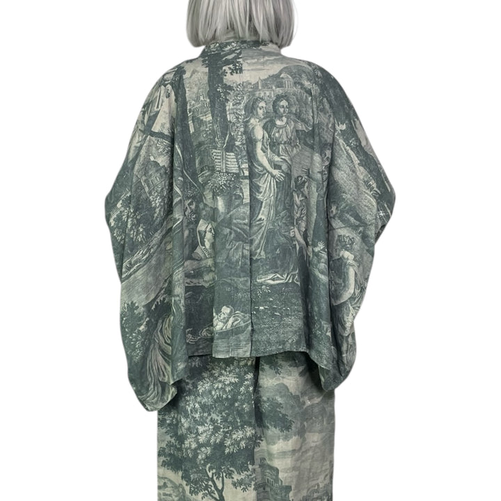 SCENIC PRINT LINEN OVERSIZED JACKET