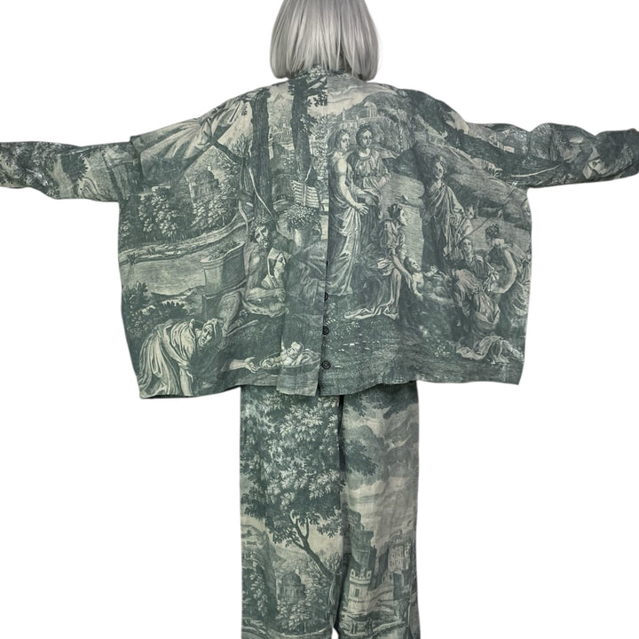 SCENIC PRINT LINEN OVERSIZED JACKET