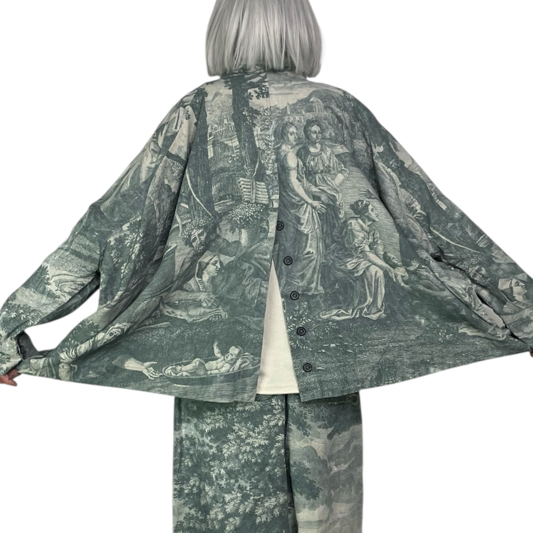 SCENIC PRINT LINEN OVERSIZED JACKET