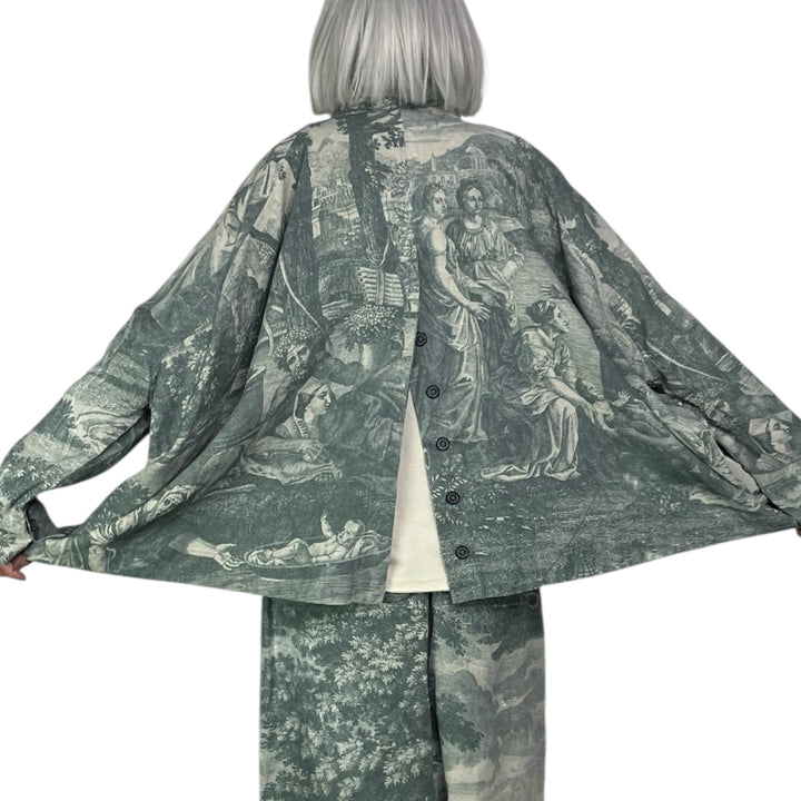 SCENIC PRINT LINEN OVERSIZED JACKET