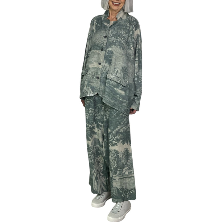 SCENIC PRINT LINEN OVERSIZED JACKET