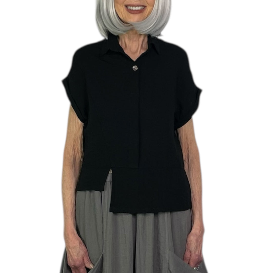 CRINKLE HALF PLACKET SHIRT
