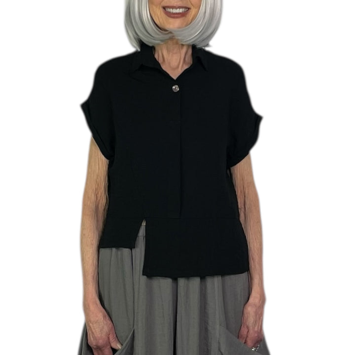 CRINKLE HALF PLACKET SHIRT