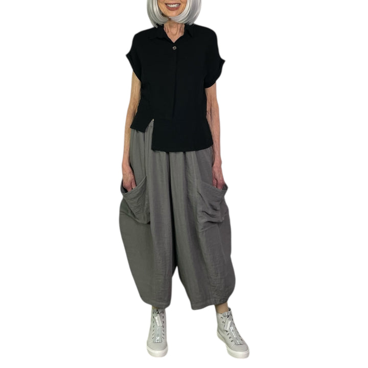 CRINKLE BAGGY CROP PANT