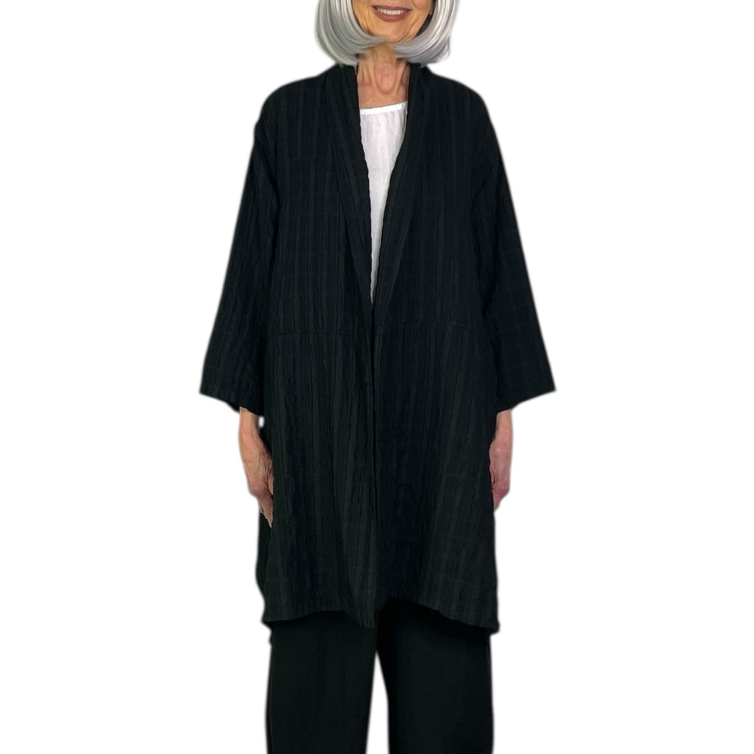 STRIPE CRINKLE GAIA COAT 
