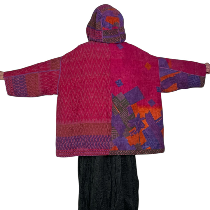 VINTAGE COTTON HOODIE PONCHO JACKET