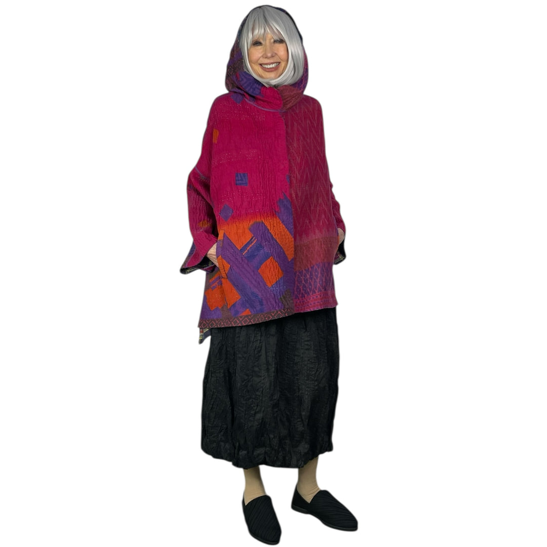 VINTAGE COTTON HOODIE PONCHO JACKET