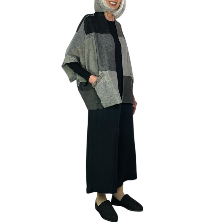 FRAYED PATCH MINI PONCHO