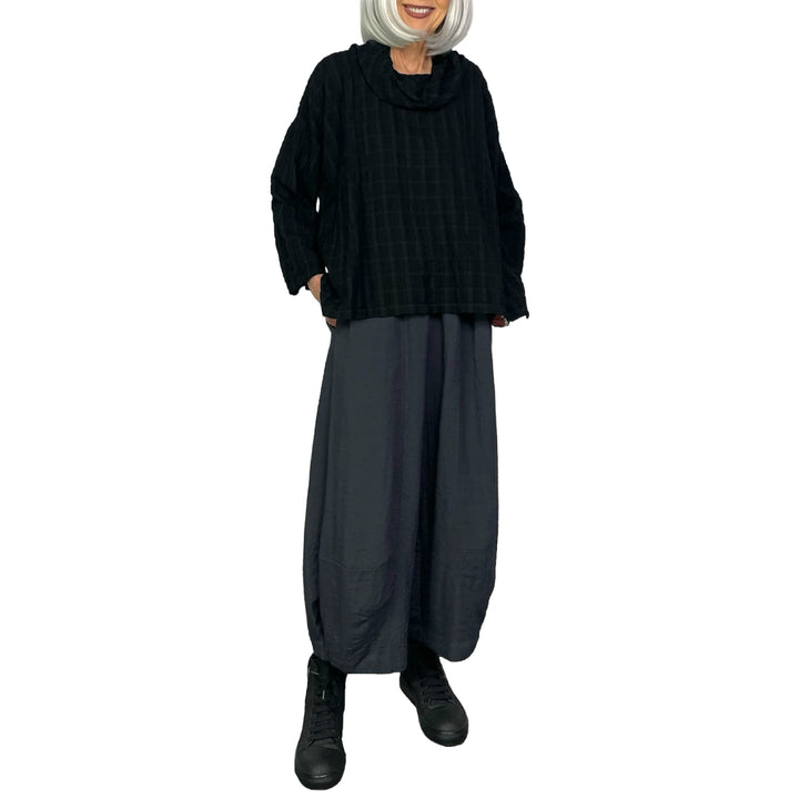 STRIPE CRINKLE COWL TOP
