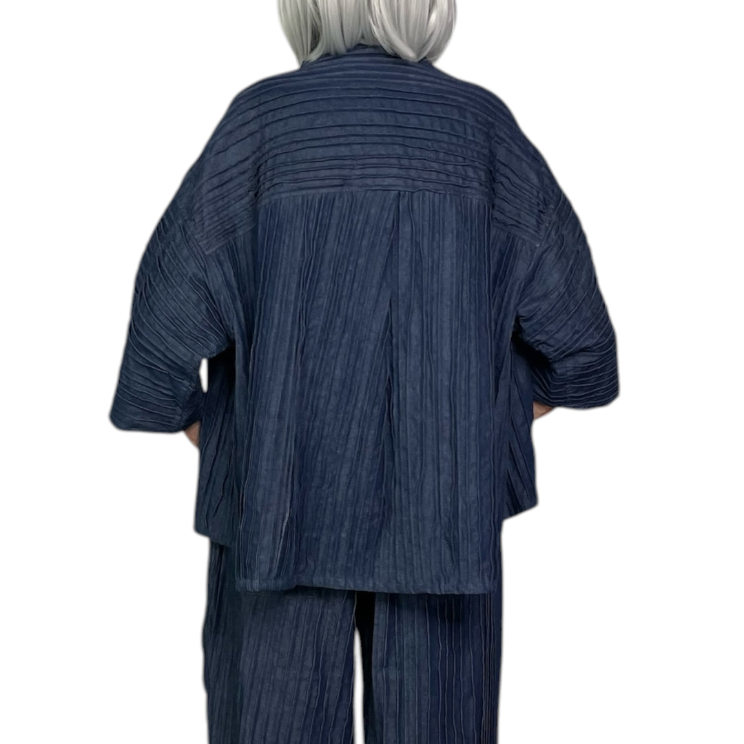 RIPPLE TUCK DENIM CROP JACKET